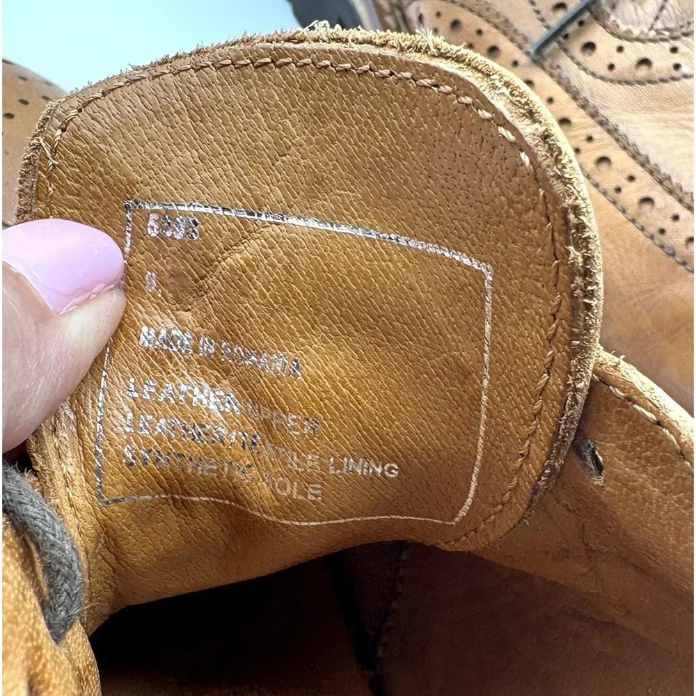 KENNETH COLE Wing Tip Oxford Men's Size 9 Tan‎ Leather Techni-Cole Dress Shoe